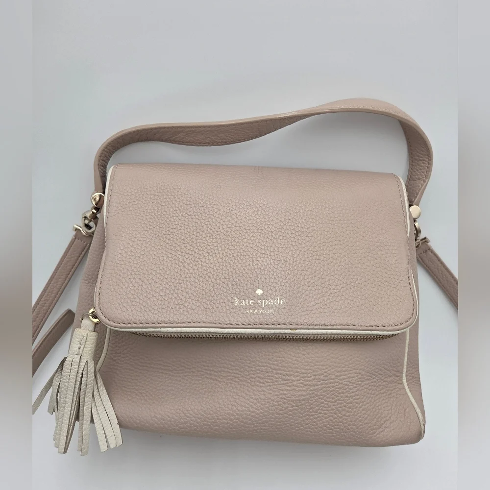 Kate Spade Chester Street Miri Taupe/Pink Pebbled Leather Shoulder/Crossbody Bag